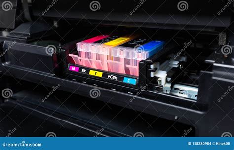 Close-up Shot of a CMYK Ink Cartridges in a Color Printer. Stock Photo - Image of close, digital ...