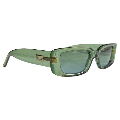 1990s Gucci by Tom Ford Square 'G' Green Clear Sunglasses Logo at ...