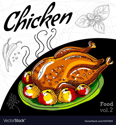 Roasted grill chicken Royalty Free Vector Image