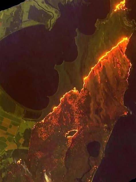 A satellite photo of the current fires just to the south of Yamba ...