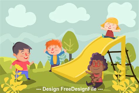 Happy outing cartoon illustration vector free download