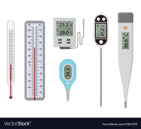 Cartoon color different thermometer icon set Vector Image