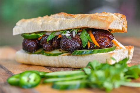 Barbecue Pork Belly Burnt Ends Banh Mi Sandwich Recipe :: The Meatwave