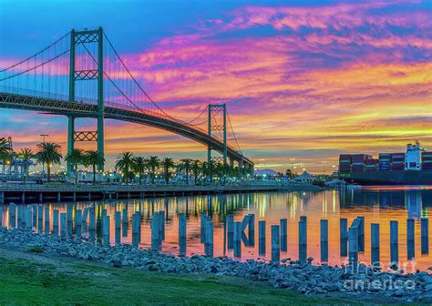 San Pedro Fiery Sky Waterfront Photograph by David Zanzinger - Pixels