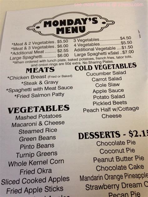 Menu at Parker's Restaurant, Dalton