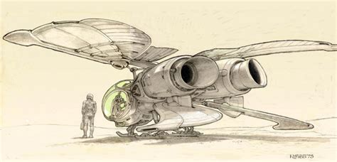 EXONAUTS!, Concept art for Dune ornithopter by Ron Cobb...