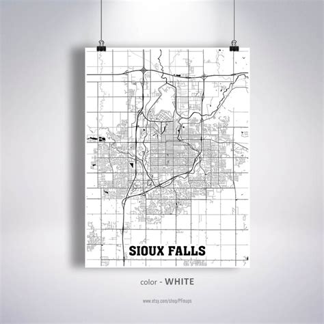 Sioux Falls Map Print Sioux Falls City Map South Dakota SD - Etsy