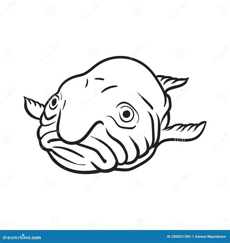 Blob-Fish Vector Hand Drawing Illustration In Black Color | CartoonDealer.com #280851300