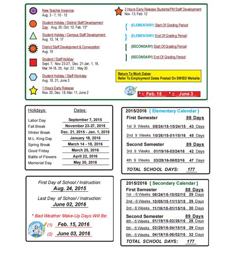 Southwest High School - School District Instructional Calendar ...