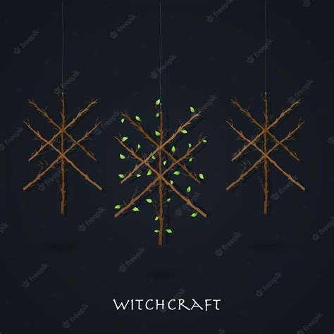 Premium Vector | Witchcraft wooden symbols