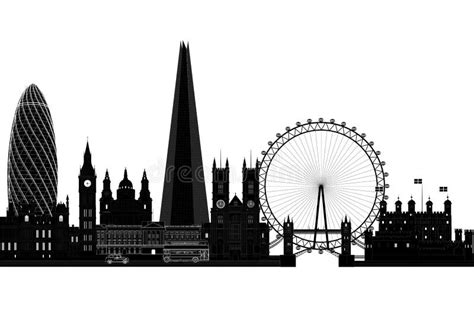 London City Skyline Silhouette, Vector Illustration. Isolated Editorial ...