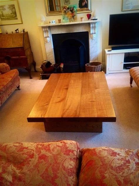 Large oak coffee table, sleeper coffee table, oak coffee table,rustic coffee table, low coffee ...