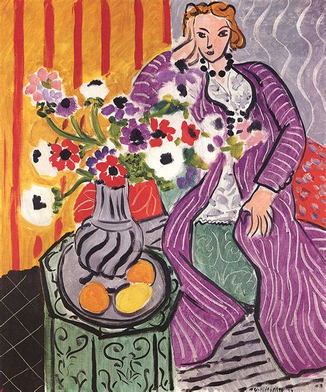 Henri Matisse artworks from 1930s | art-Matisse.com - Purple Robe and Anemones 1937