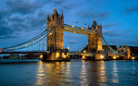 Download England London Dusk Bridge Man Made Tower Bridge HD Wallpaper