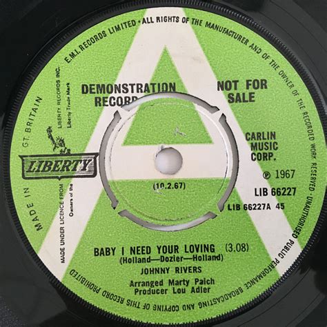 Johnny Rivers – Baby I Need Your Lovin' (1967, Vinyl) - Discogs