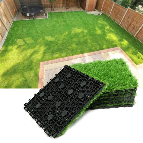 Artificial Grass Turf Interlocking Deck Tiles Set 18 PCS, 12x12 Thick ...