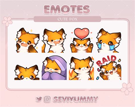 Cute Fox Emotes (Twitch/Discord) - Kawaii - Animal - Kitsune - Sevi ...