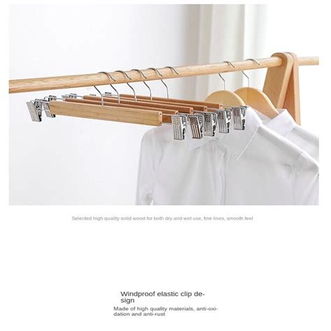 Stainless Steel Solid Wooden Hanger Wood Trouser Hanger with Clip Pants ...