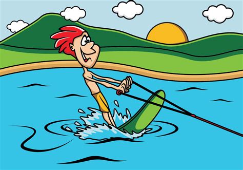 Guy Playing Water Skiing In The Lake 131348 Vector Art at Vecteezy