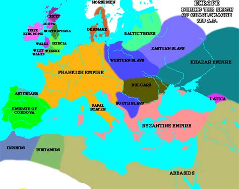 [Map of the Carolingian Empire in 800 AD | Carolingian, Map, Human ...