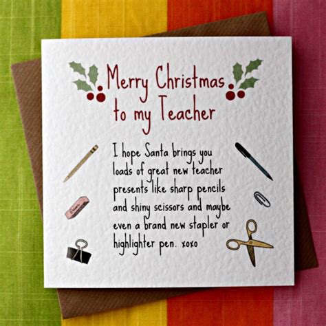 Merry Christmas Teacher Card Children Christmas Card School | Etsy