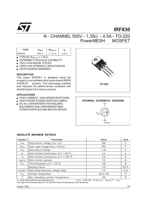 Irf Datasheet Pdf Iscsemi N Channel Mosfet Transistor | My XXX Hot Girl