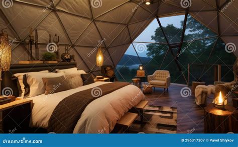 Glamping Inside Tent Luxury Interior Stock Image - Image of furniture ...