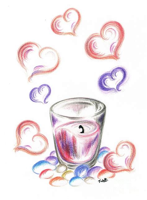 Scented Candle With Love Drawing by Teresa White