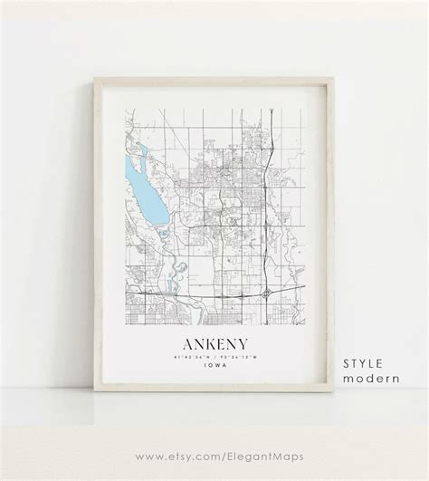 Ankeny Iowa Map Ankeny IA Map Ankeny City Print Ankeny - Etsy