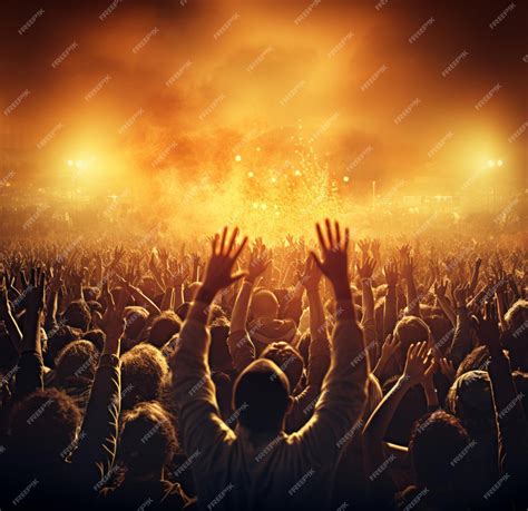 Premium AI Image | Concert crowd with hands raised