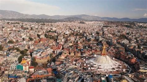 Aerial view on houses and Boudhanath stu... | Stock Video | Pond5