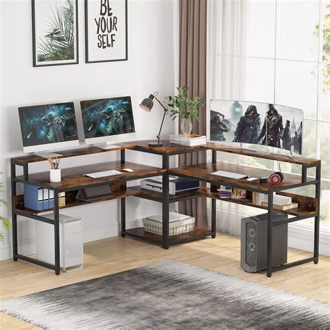 Buy Tribesigns L-Shaped Computer Desk with Storage Shelves, Modern ...