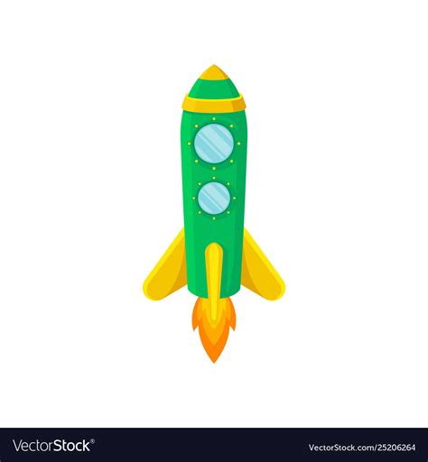 Green rocket with yellow stripes Royalty Free Vector Image