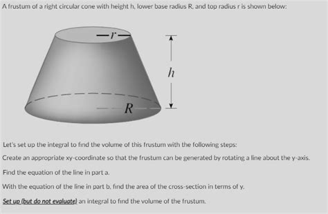 Solved A frustum of a right circular cone with height h, | Chegg.com
