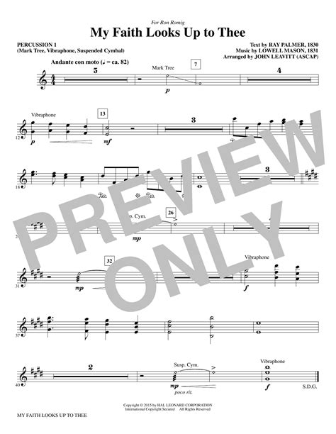 My Faith Looks Up To Thee - Percussion 1 Sheet Music | John Leavitt ...