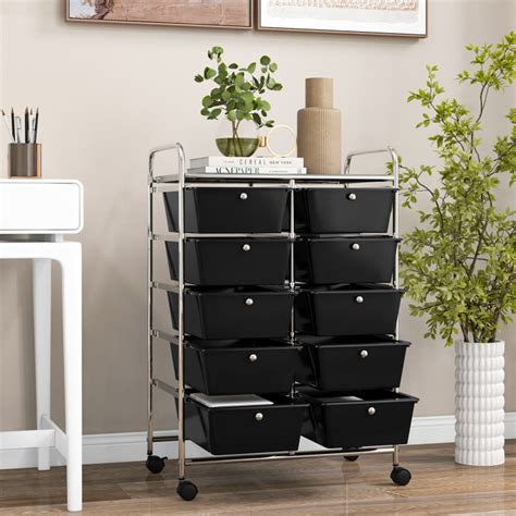 10-Drawer Rolling Storage Cart - Costway