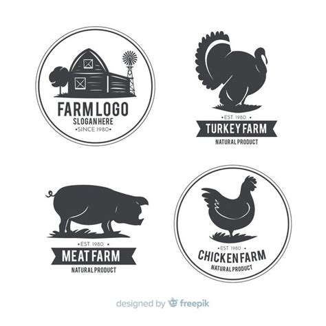 Free Vector | Flat farm logo template collection | Logo de granja ...