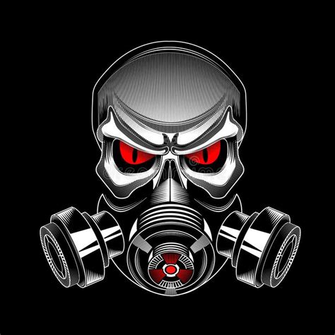 Skull wearing a gas mask. Vector illustration of skull wearing a gas ...