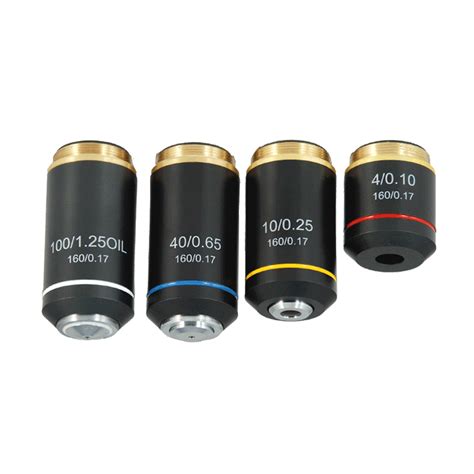 Achromatic Microscope Objective Lens Set (Oil Spring) 4X 10X 40X 100X ...