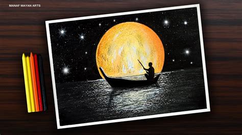 Moonlight Journey | Drawing for Beginners with Crayons | step by step | Satisfying #103 - YouTube