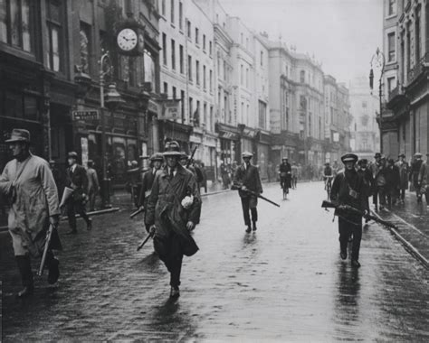 Republicans patrol the streets of Dublin shortly after the outbreak of the Irish Civil War, July ...