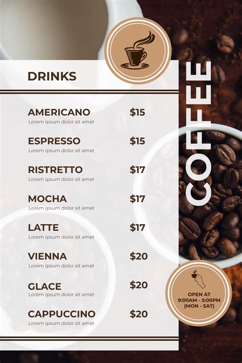 Brown Coffee Bean Background Café Menu | Menu Template