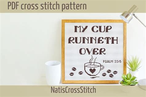 Psalm 23:5 Cross Stitch Pattern Graphic by Natis cross stitch · Creative Fabrica