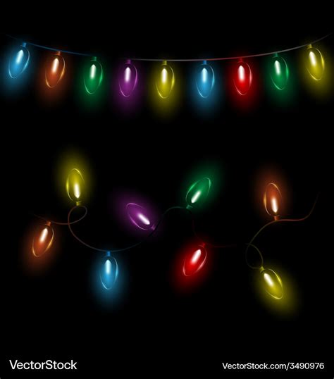 Led christmas lights on black Royalty Free Vector Image