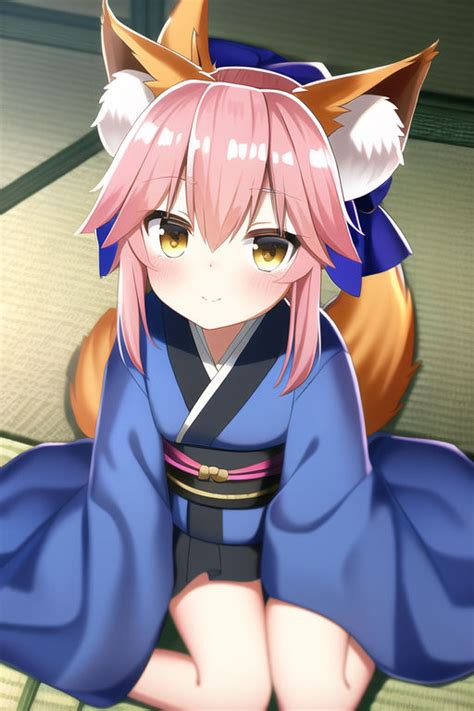 Tamamo No Mae (fate Extra),dark Blue Kimono ((( by Canpon1992X on DeviantArt