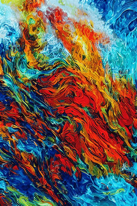 Abstract Fire and Water Mountain Painting · Creative Fabrica