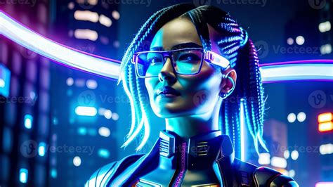 futuristic sci-fi portrait asian woman, generative art by A.I. 21941046 Stock Photo at Vecteezy