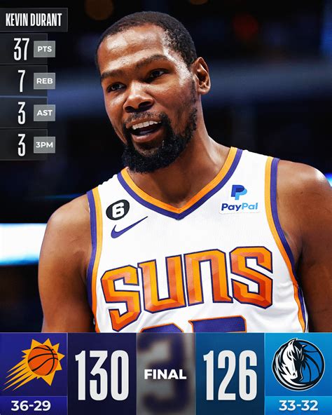 NBA on Twitter: "🏀 FINAL SCORE THREAD 🏀 KD posted 37 PTS as the @Suns won a thriller in Dallas ...