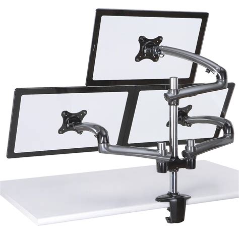 Triple Monitor Desk Mount w/ Spring Arms Dark Gray