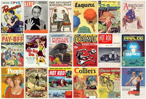 Collection of Old Colorful Vintage Magazine Covers Editorial Image - Image of cover, collection ...